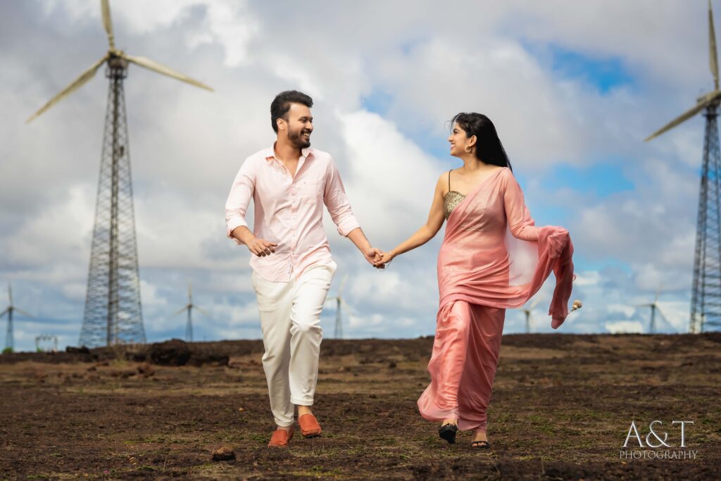 Outstanding Couple Photos of Akash and Komal From Satara Windmill Location By Best Wedding Photographer in Pune and Mumbai