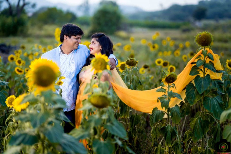 Tanushi & Mohit's  Pre-wedding Photoshoot in Saree at a Marigold Field in Pune, India