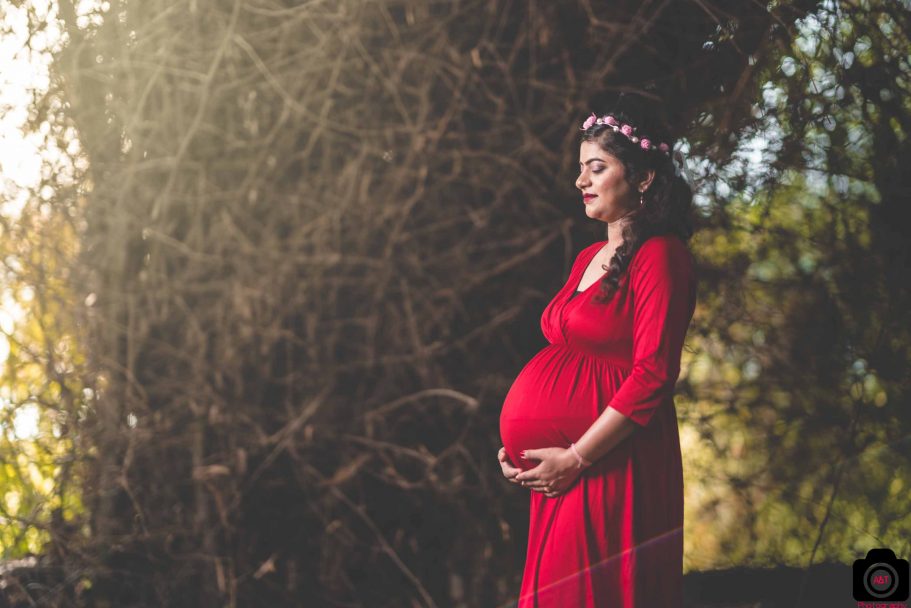 Khushboo's Maternity Photoshoot in Red Gown, Pune, India