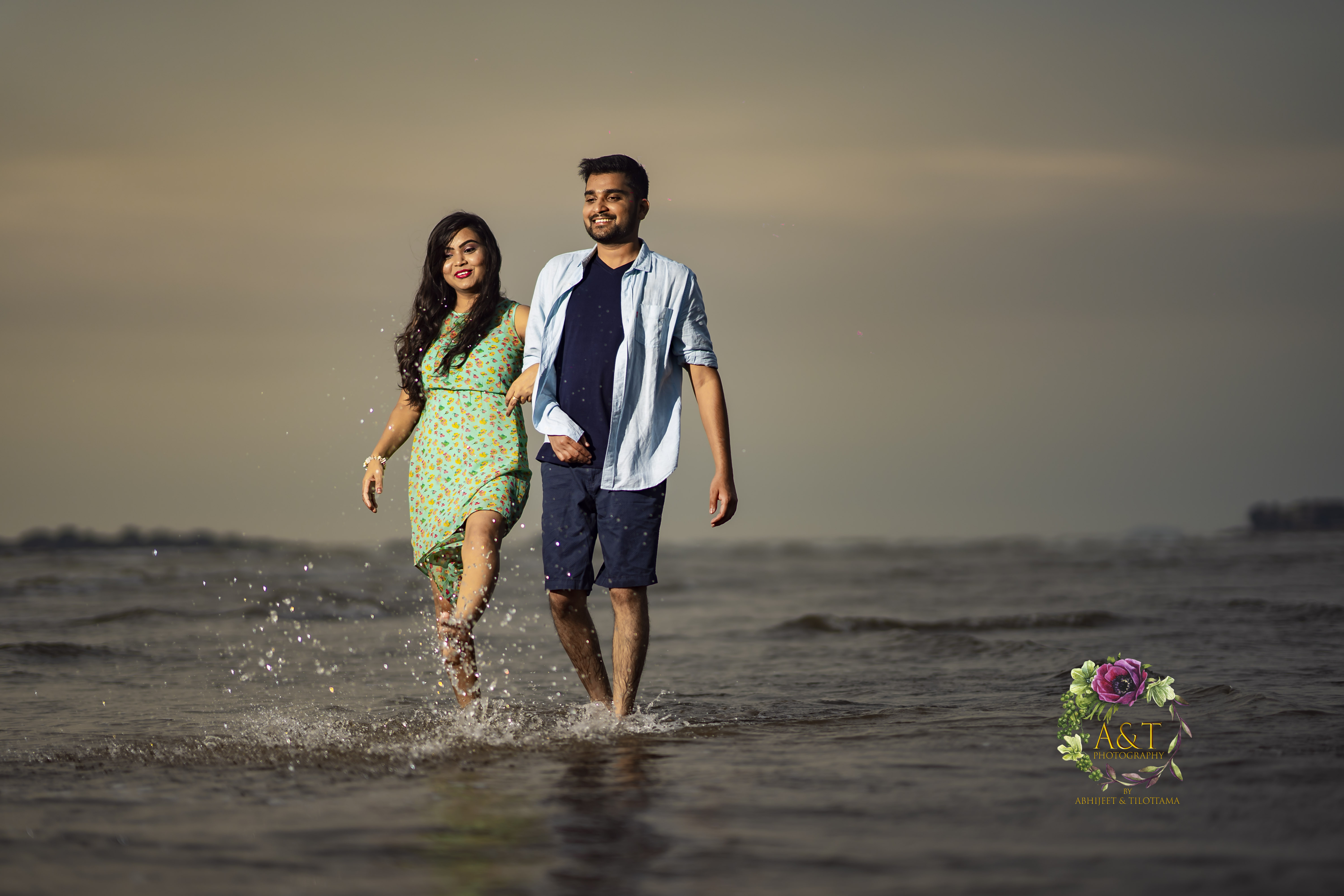 Pre-wedding Photoshoot of Monil-Vandana on Beach at a Romantic Evening