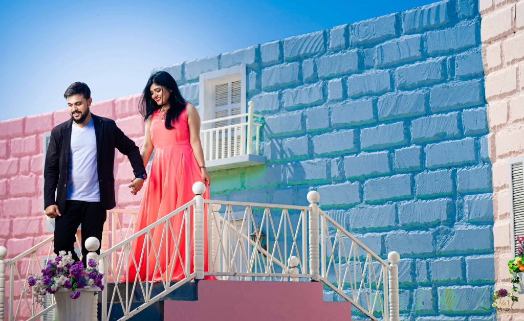 Rishikesh held Sujata's hand like a perfect partner at their Pre-Wedding Photoshoot in Sets in the city Mumbai.