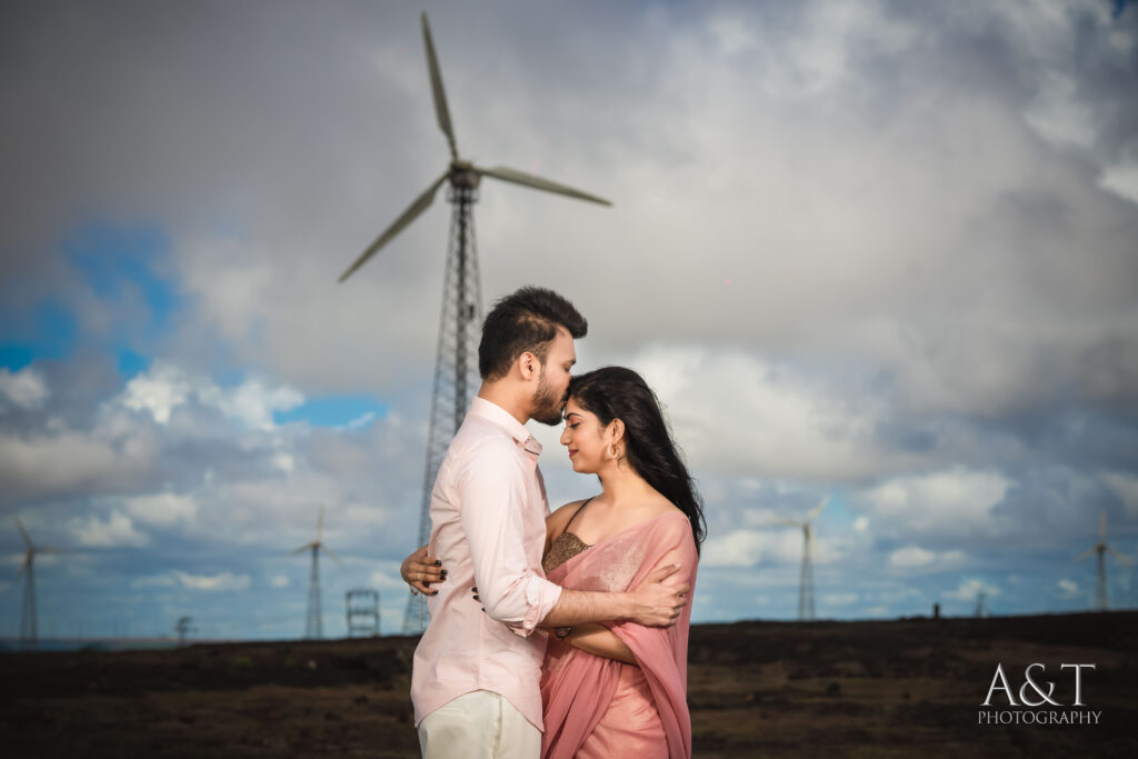 Passionate Pre-wedding Shoot of Komal and Akash at Windmill Location of Satara by Luxury Wedding Photographer in Pune and Mumbai