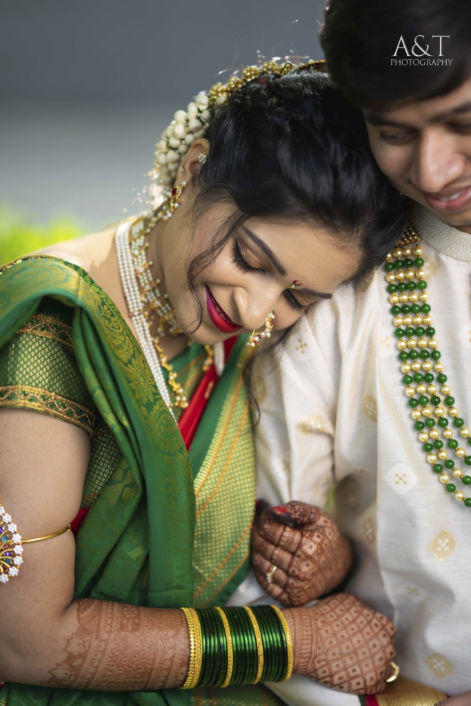Best Wedding Photographer captured this cute wedding photograph of a marathi couple in Pune